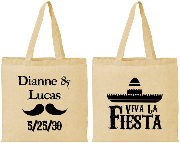 Personalized Wedding Cotton Tote Bags - Viva La Fiesta | 299