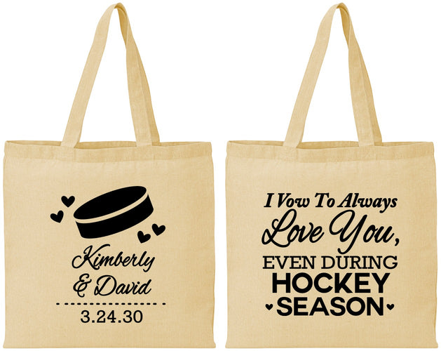 Personalized Wedding Cotton Tote Bags - Hockey | 300