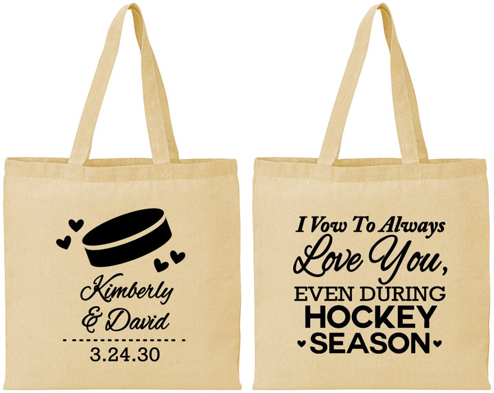 Personalized Wedding Cotton Tote Bags - Hockey | 300