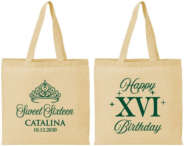 Personalized 16th Birthday Cotton Tote Bags - Tiara | 300002