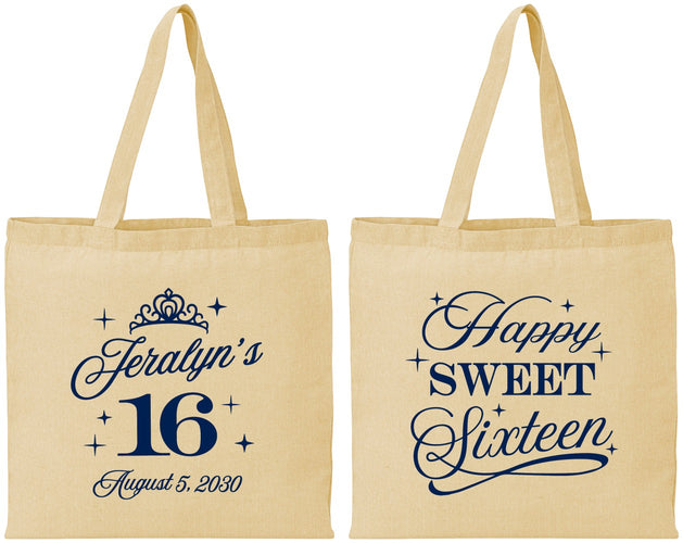 Personalized 16th Birthday Cotton Tote Bags - Tiara | 300004
