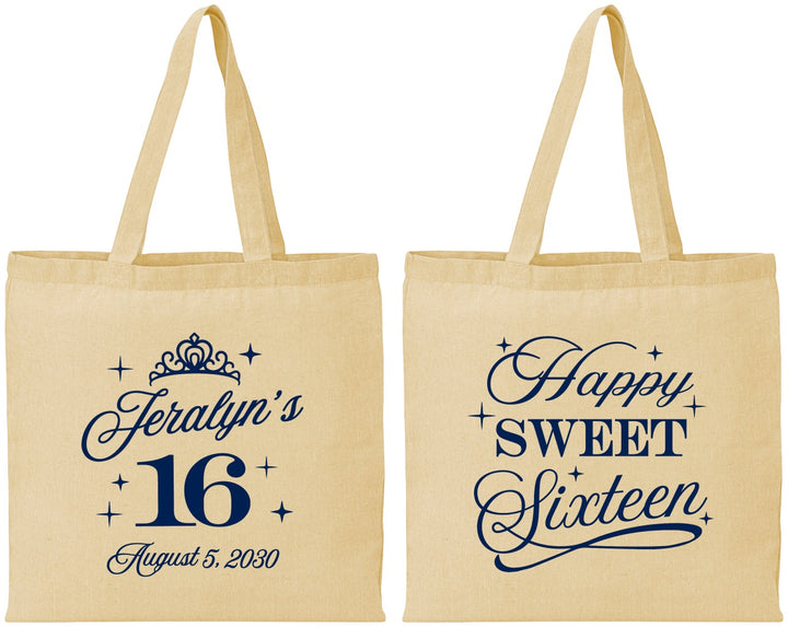 Personalized 16th Birthday Cotton Tote Bags - Tiara | 300004