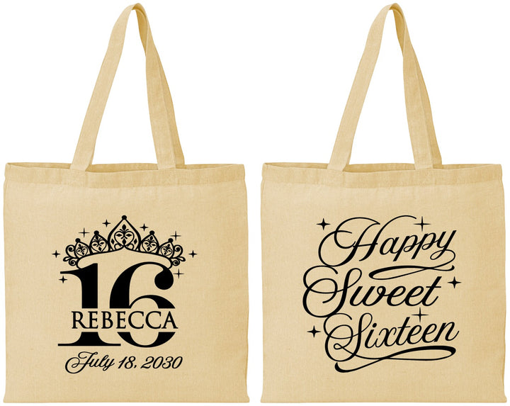 Personalized 16th Birthday Cotton Tote Bags - Tiara | 300008