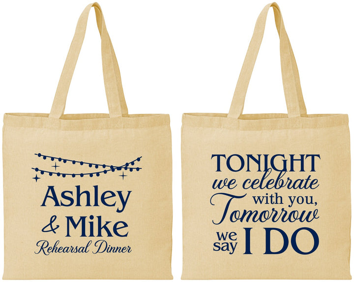 Personalized Rehearsal Dinner Cotton Tote Bags - Tonight Tomorrow I Do | 30004