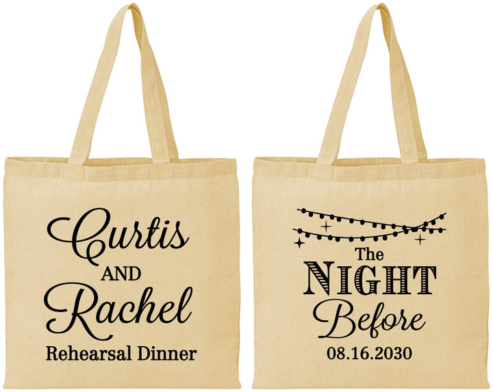 Personalized Rehearsal Dinner Cotton Tote Bags - The Night Before | 30006