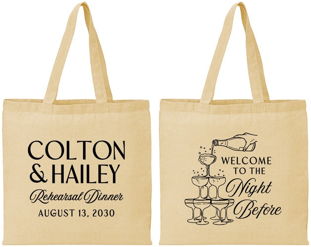 Personalized Rehearsal Dinner Cotton Tote Bags - The Night Before | 30007
