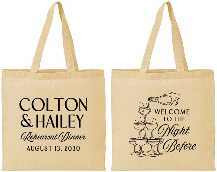 Personalized Rehearsal Dinner Cotton Tote Bags - The Night Before | 30007