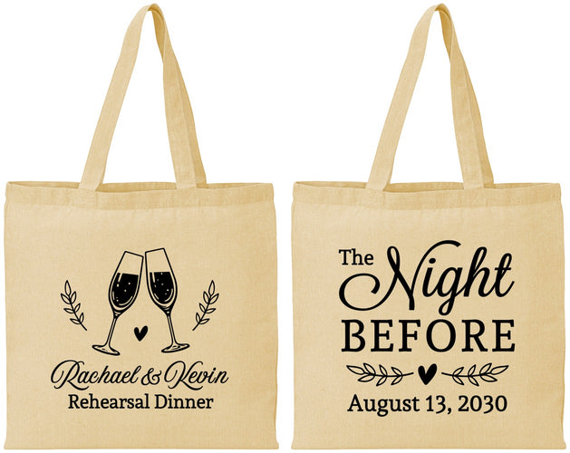 Personalized Rehearsal Dinner Cotton Tote Bags - The Night Before | 30008