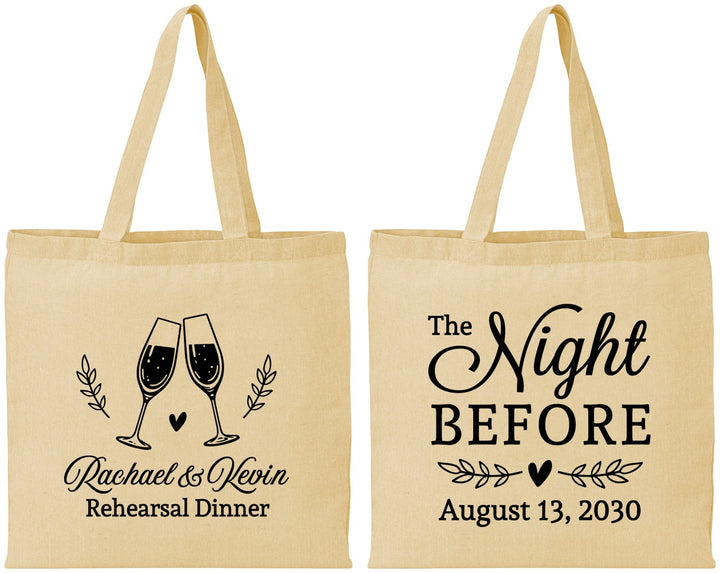 Personalized Rehearsal Dinner Cotton Tote Bags - The Night Before | 30008