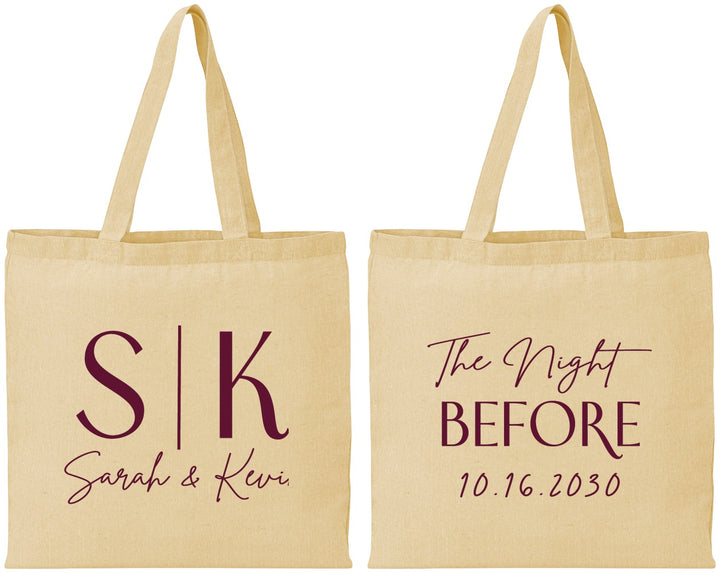 Personalized Rehearsal Dinner Cotton Tote Bags - The Night Before | 30009