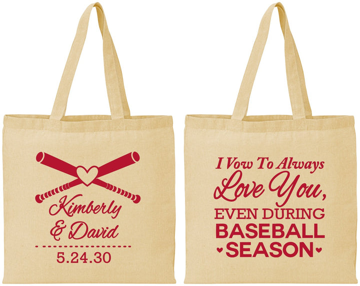 Personalized Wedding Cotton Tote Bags - Baseball | 301