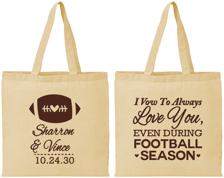 Personalized Wedding Cotton Tote Bags - Football | 302