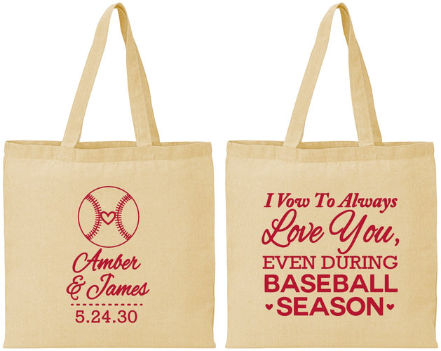 Personalized Wedding Cotton Tote Bags - Baseball | 303