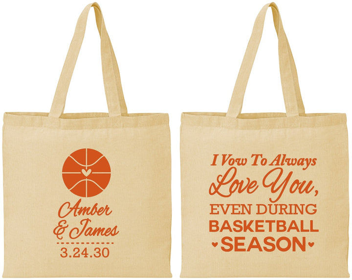 Personalized Wedding Cotton Tote Bags - Basketball | 304