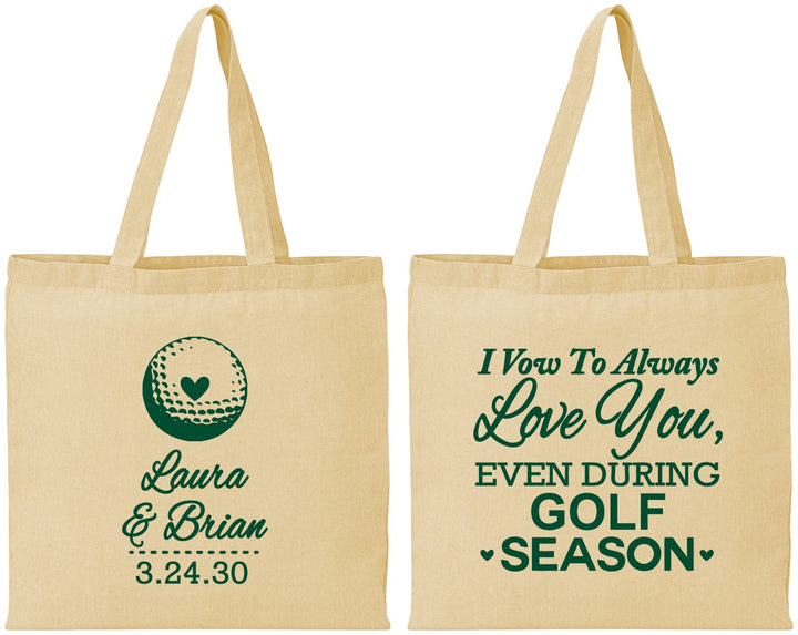 Personalized Wedding Cotton Tote Bags - Golf | 305