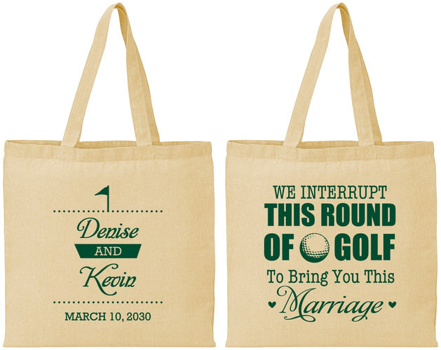 Personalized Wedding Cotton Tote Bags - We Interrupt Golf | 309