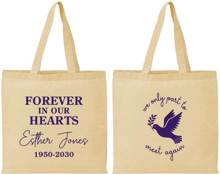 Personalized Memorial Cotton Tote Bags - Forever In Our Hearts | 310003