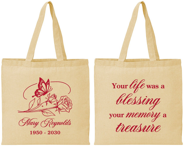 Personalized Memorial Cotton Tote Bags - Life Blessing Memory | 310005