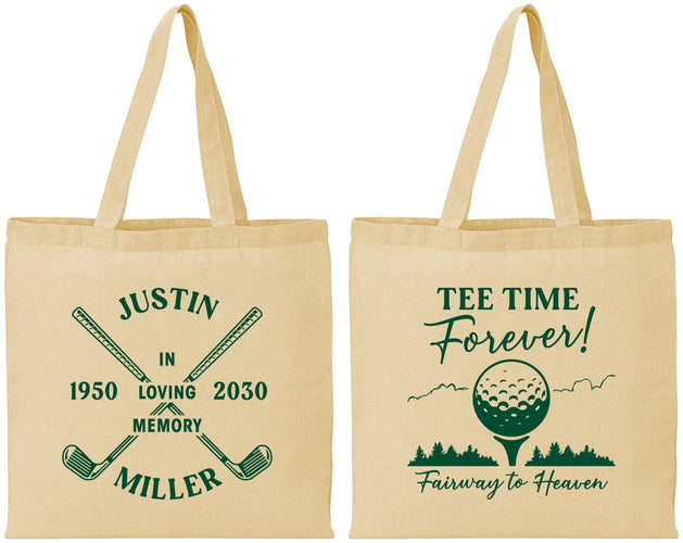 Personalized Memorial Cotton Tote Bags - Fairway To Heavens | 310007