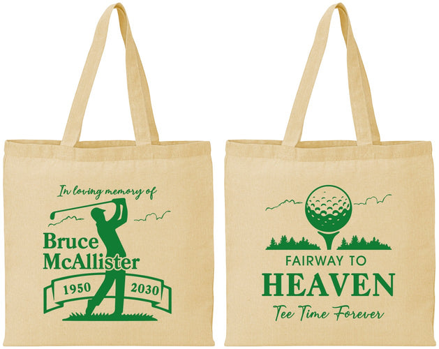Personalized Memorial Cotton Tote Bags - Fairway To Heavens | 310008