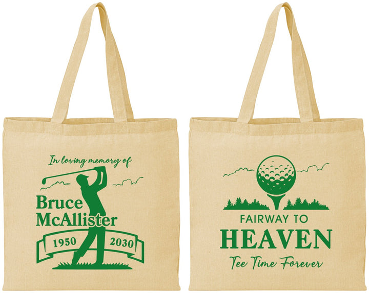 Personalized Memorial Cotton Tote Bags - Fairway To Heavens | 310008