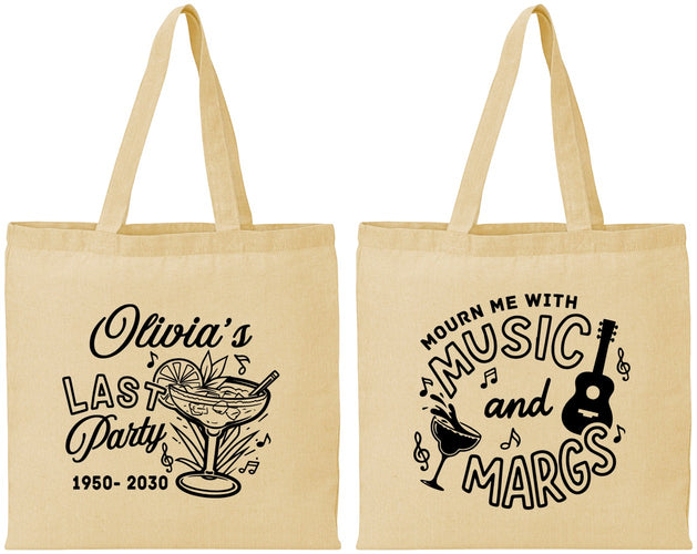Personalized Memorial Cotton Tote Bags - Mourn Me With Music | 310012