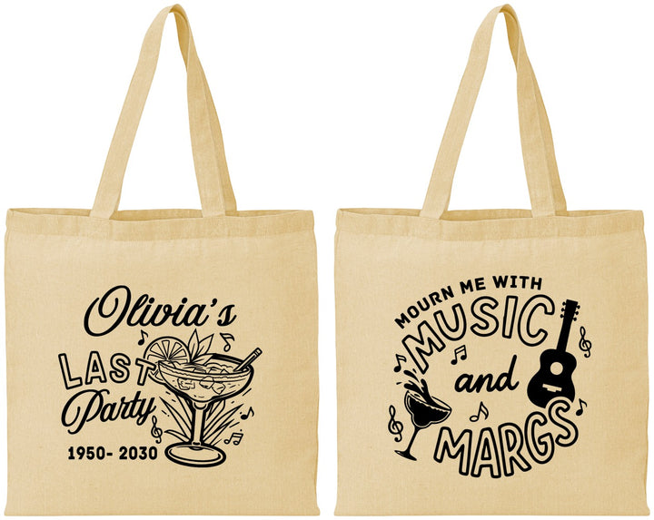 Personalized Memorial Cotton Tote Bags - Mourn Me With Music | 310012