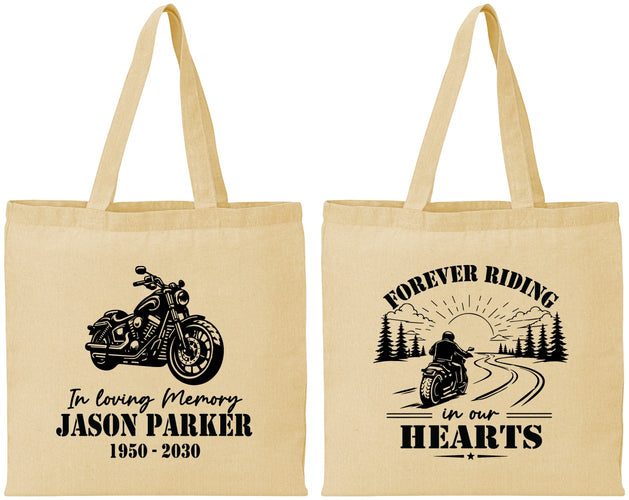 Personalized Memorial Cotton Tote Bags - Riding In Our Hearts | 310014