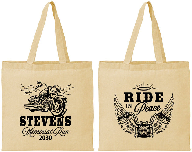 Personalized Memorial Cotton Tote Bags - Ride In Peace | 310015