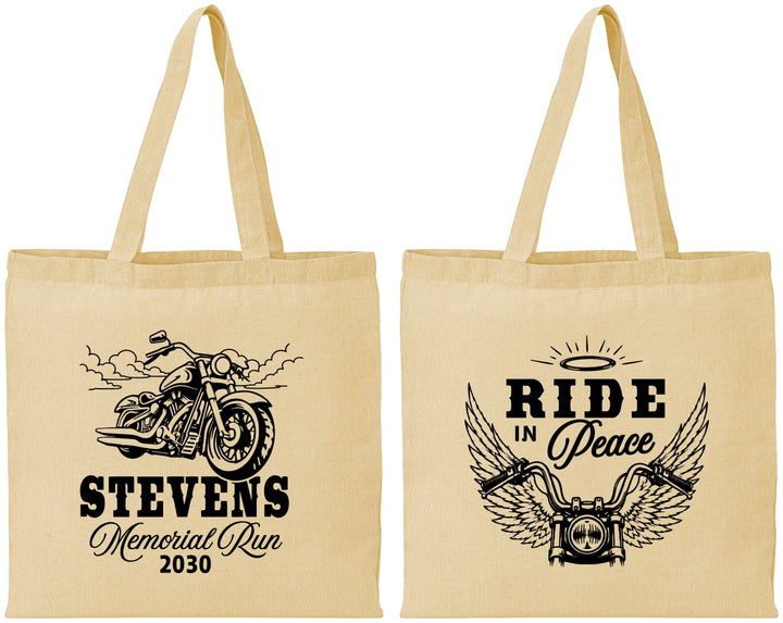 Personalized Memorial Cotton Tote Bags - Ride In Peace | 310015