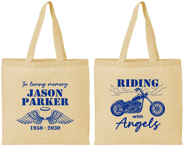 Personalized Memorial Cotton Tote Bags - Riding With Angels | 310018