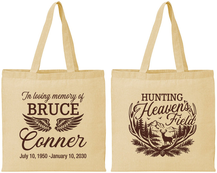 Personalized Memorial Cotton Tote Bags - Hunting Heavens Field | 310021