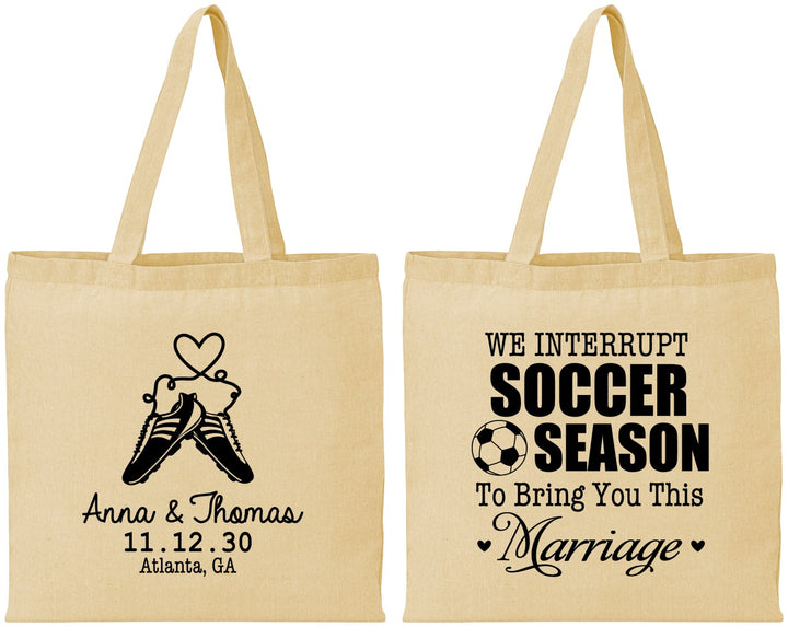 Personalized Wedding Cotton Tote Bags - We Interrupt Soccer | 311