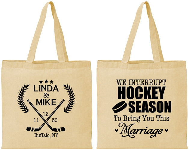 Personalized Wedding Cotton Tote Bags - We Interrupt Hockey | 312