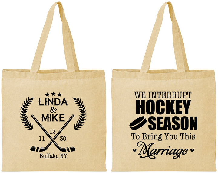 Personalized Wedding Cotton Tote Bags - We Interrupt Hockey | 312