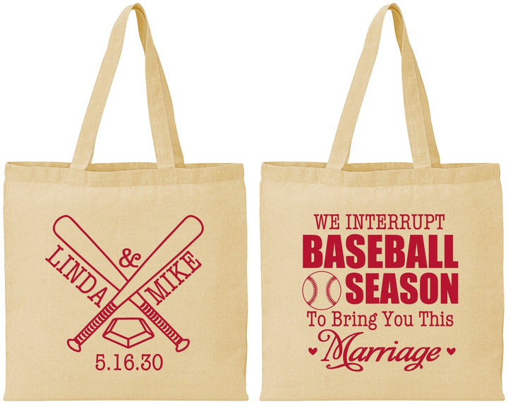 Personalized Wedding Cotton Tote Bags - We Interrupt Baseball | 313