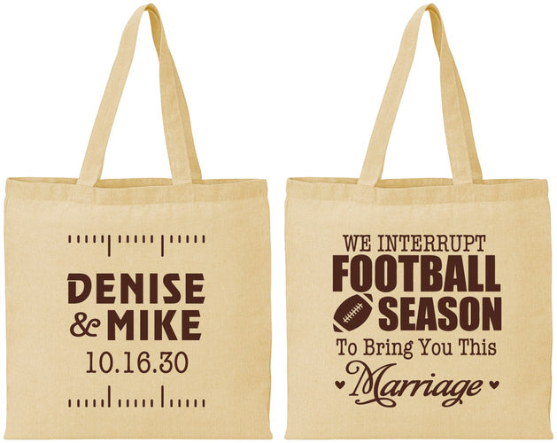 Personalized Wedding Cotton Tote Bags - We Interrupt Football | 314