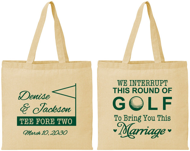 Personalized Wedding Cotton Tote Bags - We Interrupt Golf | 315