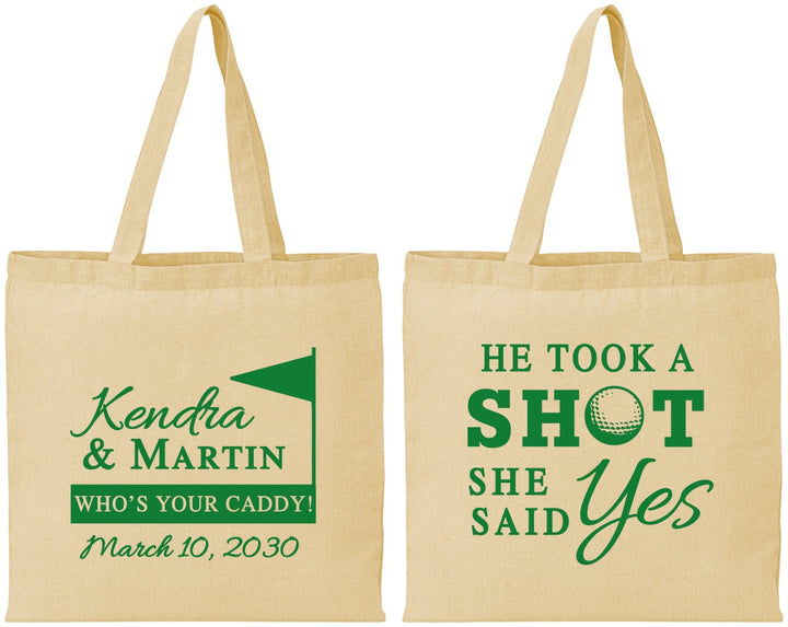 Personalized Wedding Cotton Tote Bags - Took A Shot Golf | 320