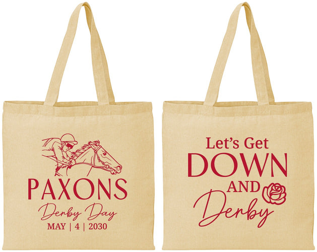 Personalized Derby Day Cotton Tote Bags - Lets Get Down And Derby | 320000