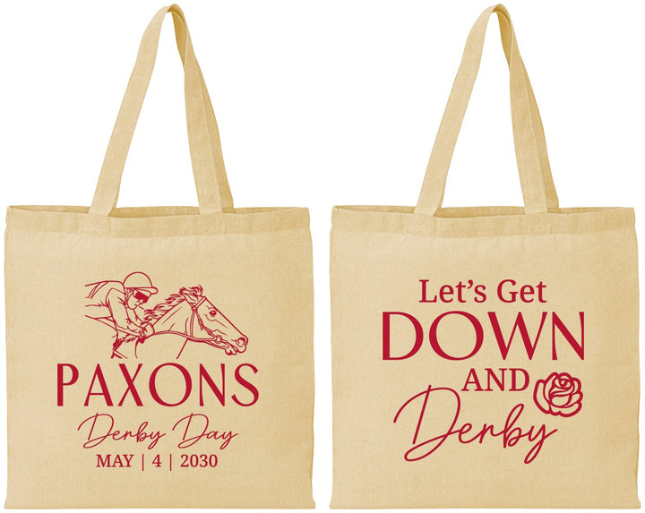 Personalized Derby Day Cotton Tote Bags - Lets Get Down And Derby | 320000