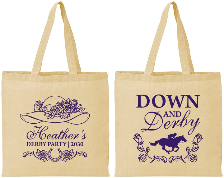Personalized Derby Day Cotton Tote Bags - Down And Derby | 320001