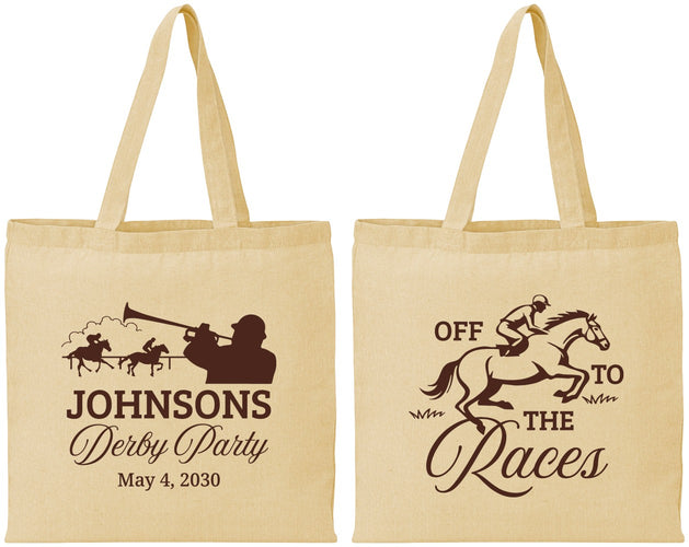 Personalized Derby Day Cotton Tote Bags - Off To The Races | 320002