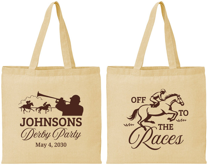 Personalized Derby Day Cotton Tote Bags - Off To The Races | 320002