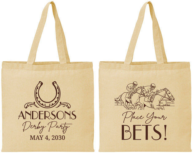 Personalized Derby Day Cotton Tote Bags - Place Your Bets | 320003