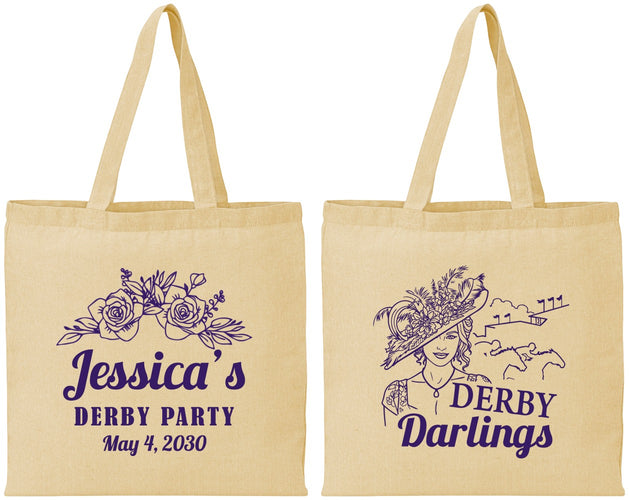 Personalized Derby Day Cotton Tote Bags - Derby Darlins | 320004