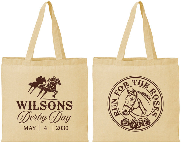 Personalized Derby Day Cotton Tote Bags - Run For The Horses | 320006