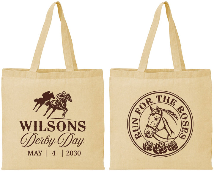 Personalized Derby Day Cotton Tote Bags - Run For The Horses | 320006