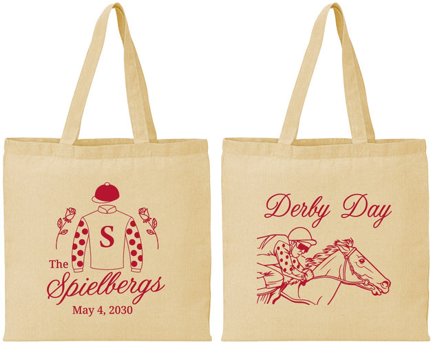 Personalized Derby Day Cotton Tote Bags - Horses | 320007
