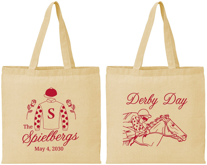 Personalized Derby Day Cotton Tote Bags - Horses | 320007